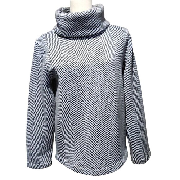 J Crew Womens Warm Pullover Turtleneck Sweater Herringbone‎ Black White Medium - Picture 7 of 12